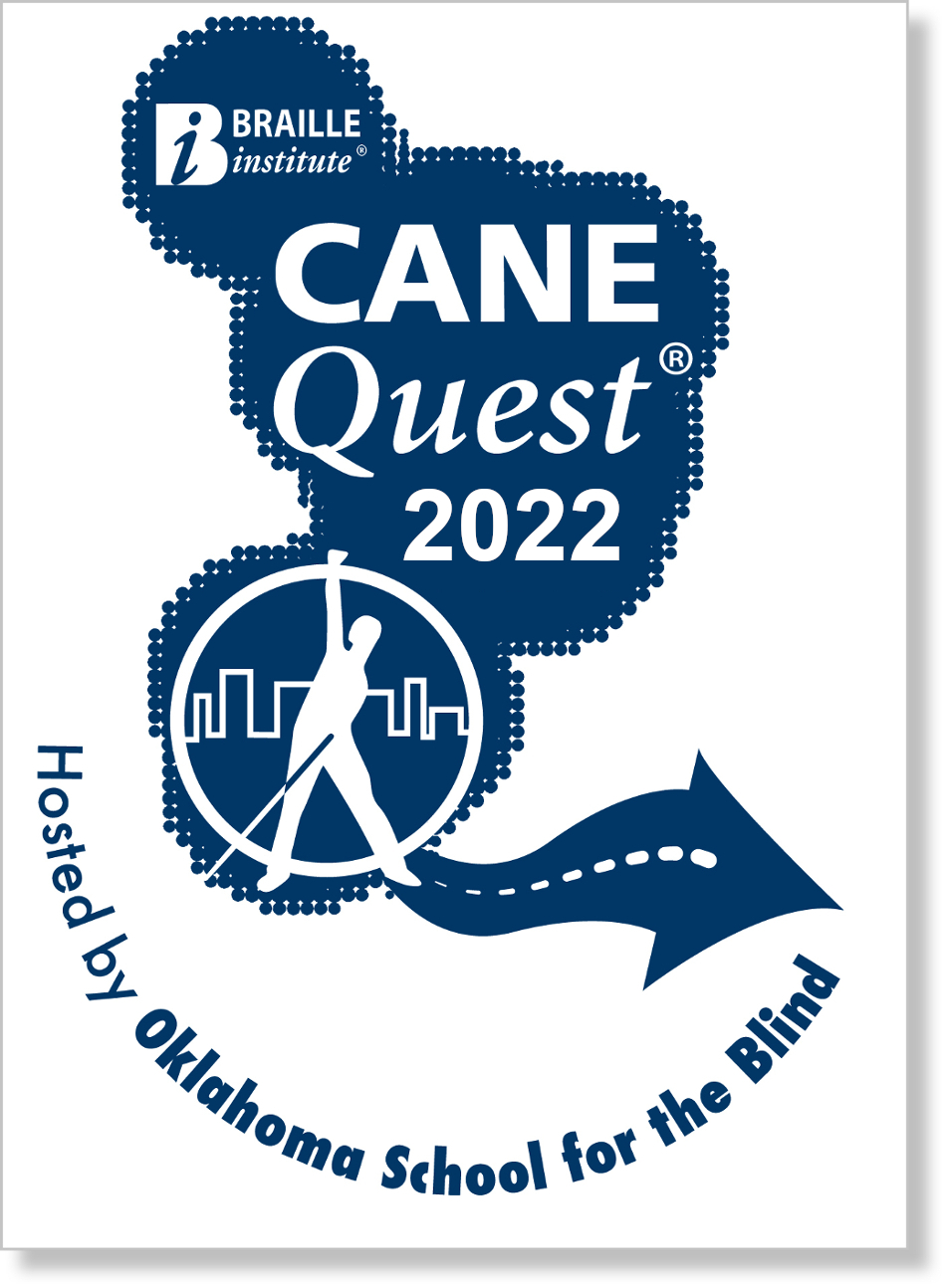 Cane Quest Logo hosted by OSB and showing Silhouette of person holding cane