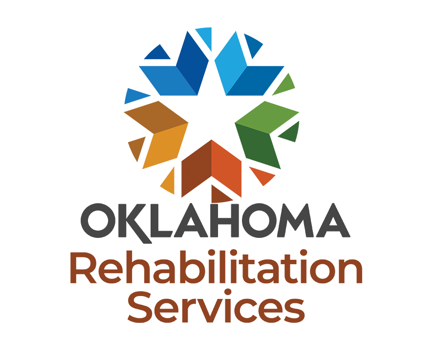 Oklahoma Department of Rehab Services Logo with arrows pointing to the center