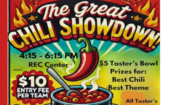 OSB Chili Showdown Flyer with Chili pepper over pot of chili