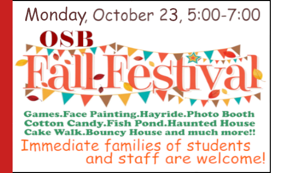 Fall Festival Flyer with party flags in center around text